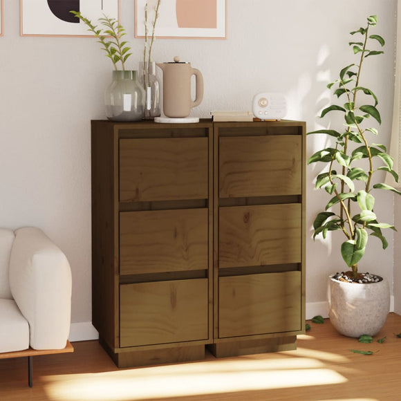 NNEVL Sideboards 2 pcs Honey Brown 32x34x75 cm Solid Wood Pine