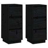 NNEVL Sideboards 2 pcs Black 32x34x75 cm Solid Wood Pine
