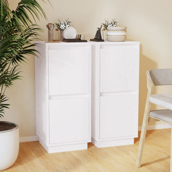 NNEVL Sideboards 2 pcs White 31.5x34x75 cm Solid Wood Pine
