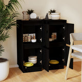 NNEVL Sideboards 2 pcs Black 31.5x34x75 cm Solid Wood Pine