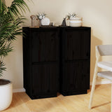 NNEVL Sideboards 2 pcs Black 31.5x34x75 cm Solid Wood Pine