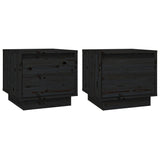 NNEVL Bedside Cabinets 2 pcs Black 35x34x32 cm Solid Wood Pine