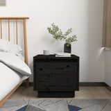 NNEVL Bedside Cabinets 2 pcs Black 35x34x32 cm Solid Wood Pine