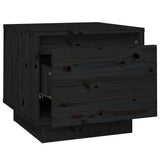 NNEVL Bedside Cabinets 2 pcs Black 35x34x32 cm Solid Wood Pine