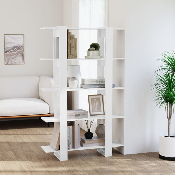 NNEVL Book Cabinet/Room Divider High Gloss White 100x30x160 cm