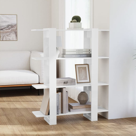 NNEVL Book Cabinet/Room Divider High Gloss White 100x30x123.5 cm