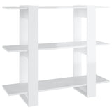 NNEVL Book Cabinet/Room Divider High Gloss White 100x30x87 cm