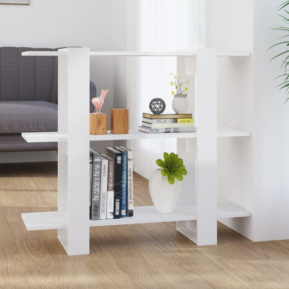 NNEVL Book Cabinet/Room Divider High Gloss White 100x30x87 cm