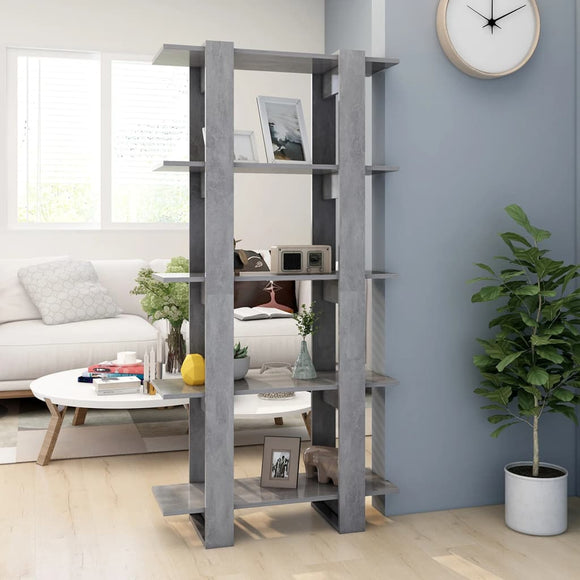 NNEVL Book Cabinet/Room Divider Concrete Grey 80x30x160 cm Engineered Wood