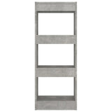 NNEVL Book Cabinet/Room Divider Concrete Grey 40x30x103 cm Engineered Wood