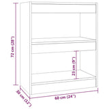 NNEVL Book Cabinet/Room Divider Black 60x30x72 cm