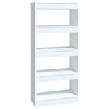 NNEVL Book Cabinet/Room Divider High Gloss White 60x30x135 cm Engineered Wood