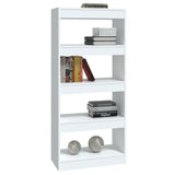 NNEVL Book Cabinet/Room Divider High Gloss White 60x30x135 cm Engineered Wood