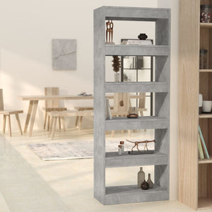 NNEVL Book Cabinet/Room Divider Concrete Grey 60x30x166 cm Engineered Wood