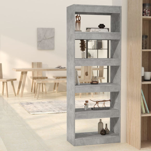 NNEVL Book Cabinet/Room Divider Concrete Grey 60x30x166 cm Engineered Wood