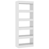 NNEVL Book Cabinet/Room Divider High Gloss White 60x30x166 cm Engineered Wood