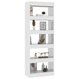 NNEVL Book Cabinet/Room Divider High Gloss White 60x30x166 cm Engineered Wood