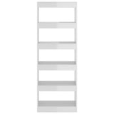 NNEVL Book Cabinet/Room Divider High Gloss White 60x30x166 cm Engineered Wood