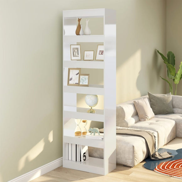 NNEVL Book Cabinet/Room Divider High Gloss White 60x30x198 cm