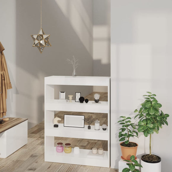 NNEVL Book Cabinet/Room Divider High Gloss White 80x30x103 cm Engineered wood
