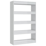 NNEVL Book Cabinet/Room Divider High Gloss White 80x30x135 cm Engineered Wood