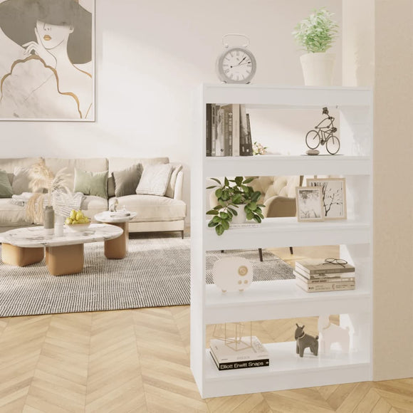NNEVL Book Cabinet/Room Divider High Gloss White 80x30x135 cm Engineered Wood