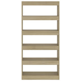 NNEVL Book Cabinet/Room Divider Sonoma Oak 80x30x166 cm Engineered Wood