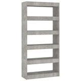 NNEVL Book Cabinet/Room Divider Concrete Grey 80x30x166 cm Engineered Wood