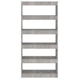 NNEVL Book Cabinet/Room Divider Concrete Grey 80x30x166 cm Engineered Wood