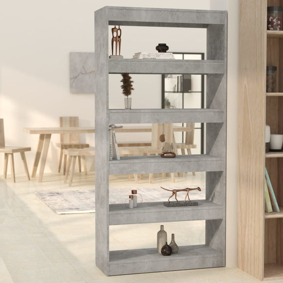 NNEVL Book Cabinet/Room Divider Concrete Grey 80x30x166 cm Engineered Wood