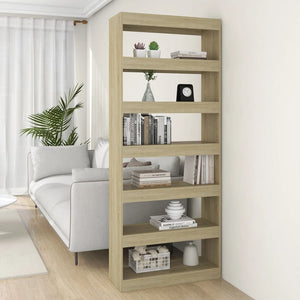NNEVL Book Cabinet/Room Divider Sonoma Oak 80x30x198 cm Engineered Wood