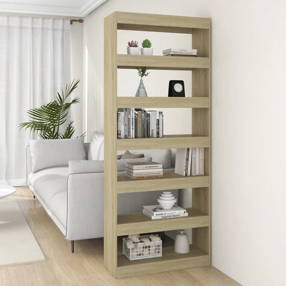 NNEVL Book Cabinet/Room Divider Sonoma Oak 80x30x198 cm Engineered Wood