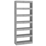 NNEVL Book Cabinet/Room Divider Concrete Grey 80x30x198 cm Engineered Wood