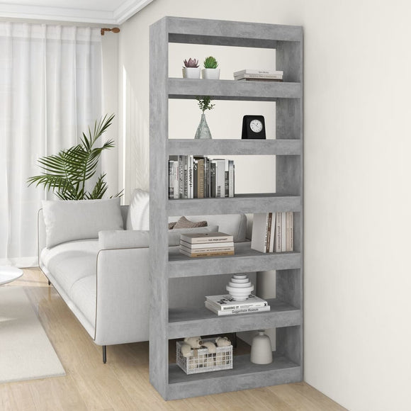 NNEVL Book Cabinet/Room Divider Concrete Grey 80x30x198 cm Engineered Wood