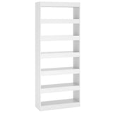 NNEVL Book Cabinet/Room Divider High Gloss White 80x30x198 cm Engineered Wood