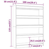 NNEVL Book Cabinet/Room Divider High Gloss White 100x30x135 cm