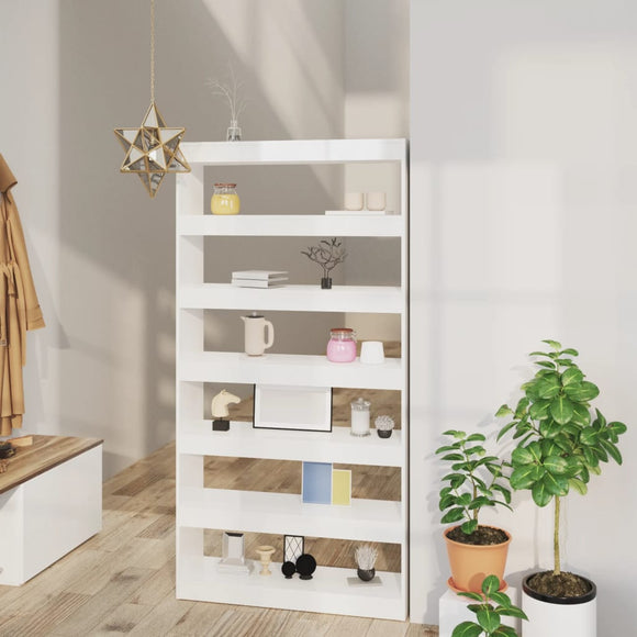 NNEVL Book Cabinet/Room Divider High Gloss White 100x30x198 cm Engineered wood