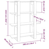 NNEVL Book Cabinet/Room Divider Smoked Oak 100x30x123.5 cm