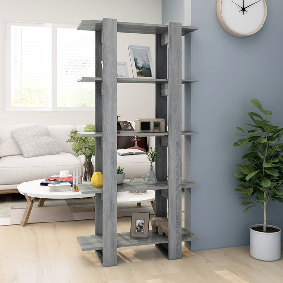 NNEVL Book Cabinet/Room Divider Grey Sonoma 80x30x160 cm Engineered Wood
