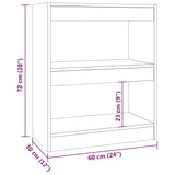 NNEVL Book Cabinet/Room Divider Brown Oak 60x30x72 cm