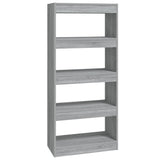 NNEVL Book Cabinet/Room Divider Grey Sonoma 60x30x135 cm Engineered Wood