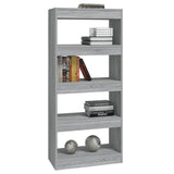 NNEVL Book Cabinet/Room Divider Grey Sonoma 60x30x135 cm Engineered Wood