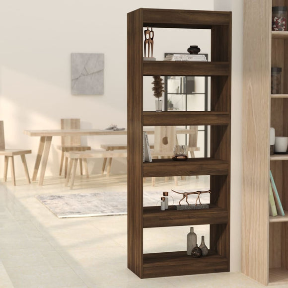 NNEVL Book Cabinet/Room Divider Brown Oak 60x30x166 cm Engineered Wood