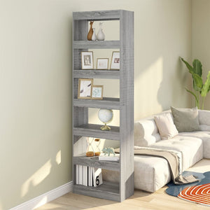 NNEVL Book Cabinet/Room Divider Grey Sonoma 60x30x198 cm