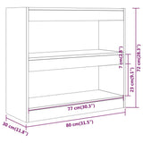 NNEVL Book Cabinet/Room Divider Brown Oak 80x30x72 cm