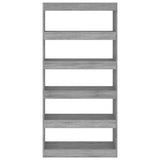 NNEVL Book Cabinet/Room Divider Grey Sonoma 80x30x166 cm Engineered Wood