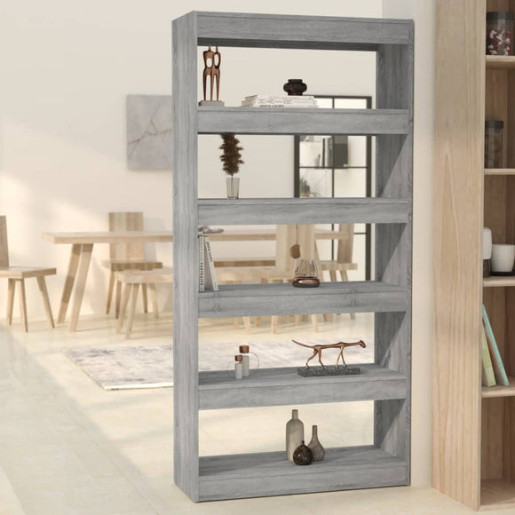 NNEVL Book Cabinet/Room Divider Grey Sonoma 80x30x166 cm Engineered Wood