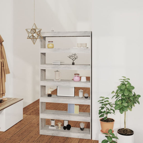 NNEVL Book Cabinet/Room Divider Grey Sonoma 100x30x198 cm Engineered wood