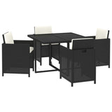 NNEVL 5 Piece Garden Dining Set with Cushions Poly Rattan Black