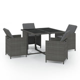 NNEVL 5 Piece Garden Dining Set with Cushions Poly Rattan Grey